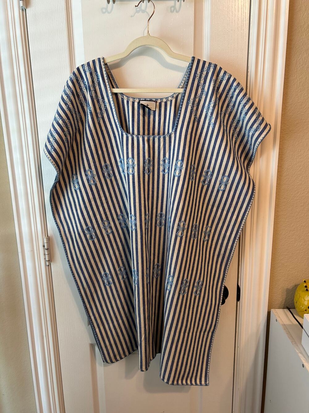 Tuckernuck Blue & White Striped Embroidered Shift Dress XXL